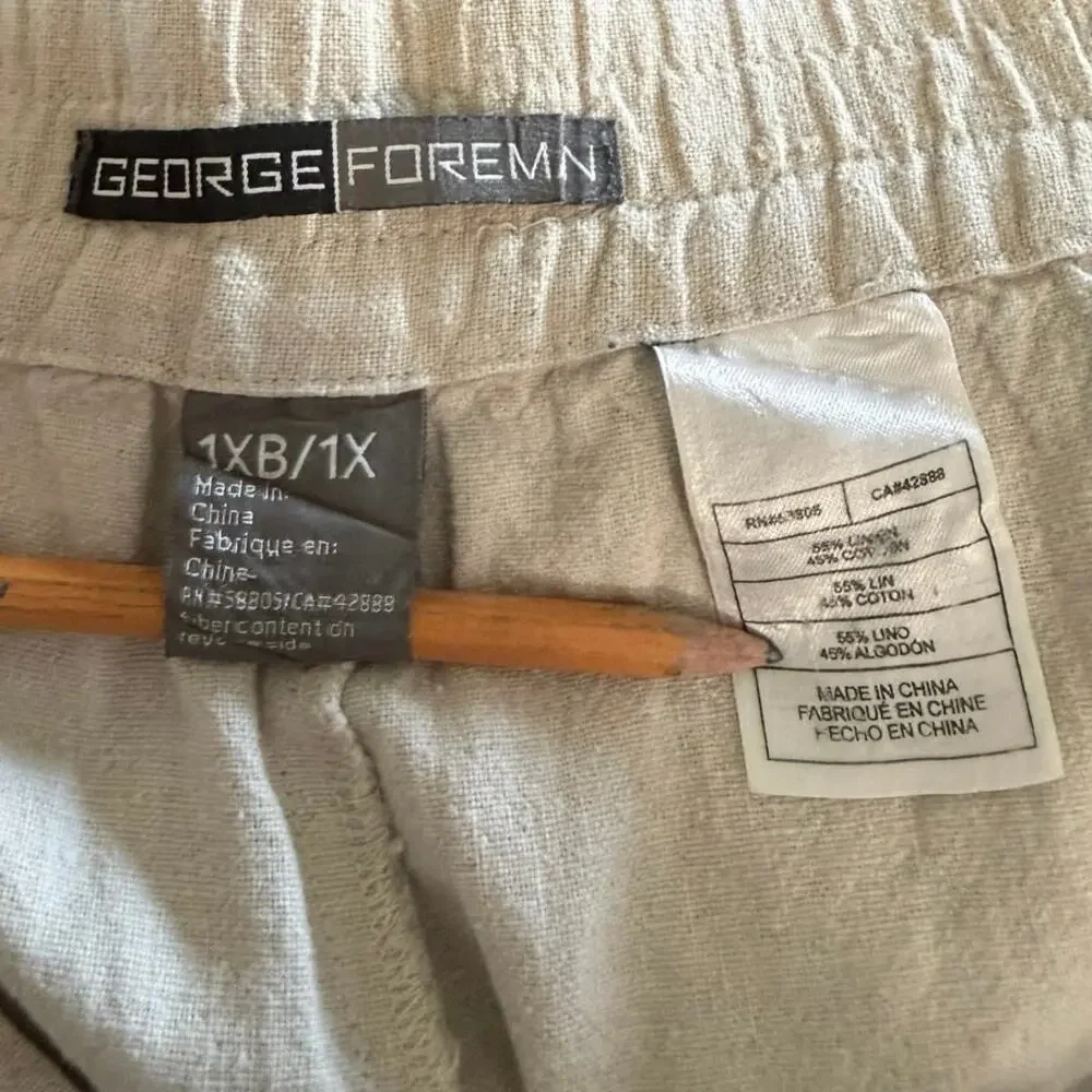 George Foreman cargo pants Size 1XB/1X 45% cotton 55% linen
